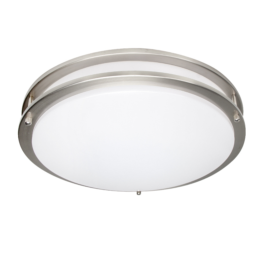 16 INCH 3CCT DOUBLE RING FLUSH MOUNT LED CEILING LIGHT FIXTURE BRUSHED ...