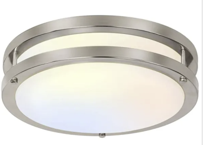 3-CCT Switchable Double Ring LED Flush Mount Ceiling Light (Brushed Nickel)