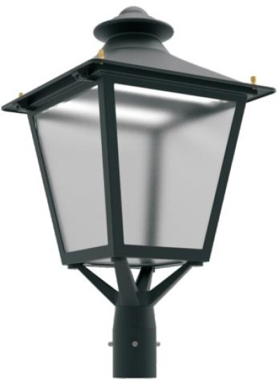 GLED spec sheet for post top lantern-30w-120w